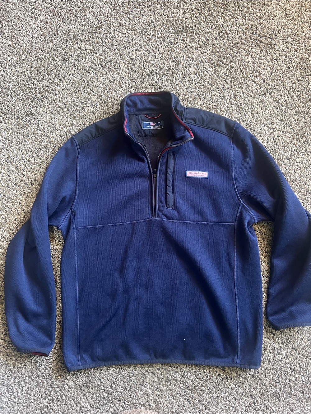 Vineyard Vines Navy Half-Zip Fleece with Contrast Trim